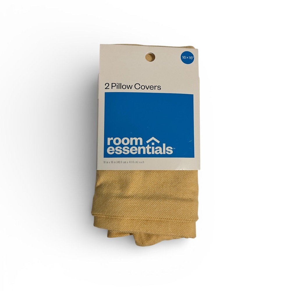 New! Target Room Essentials 2 Pack Pillow Covers, Yellow Square 16” by 16”